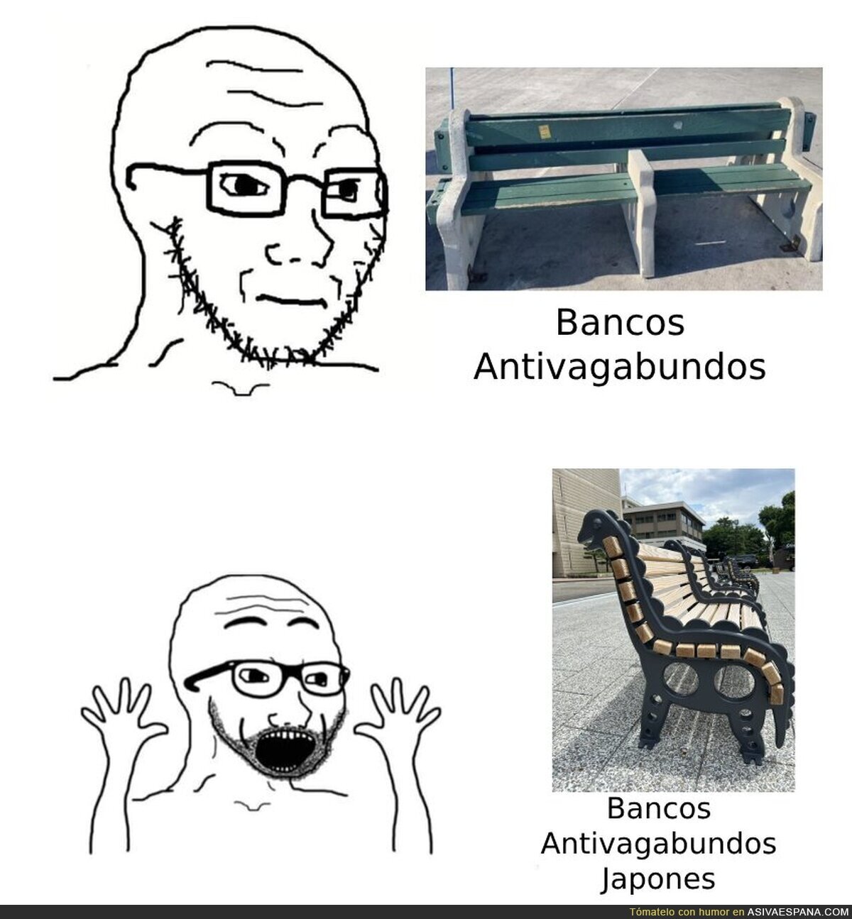 Diferentes bancos antivagabundos