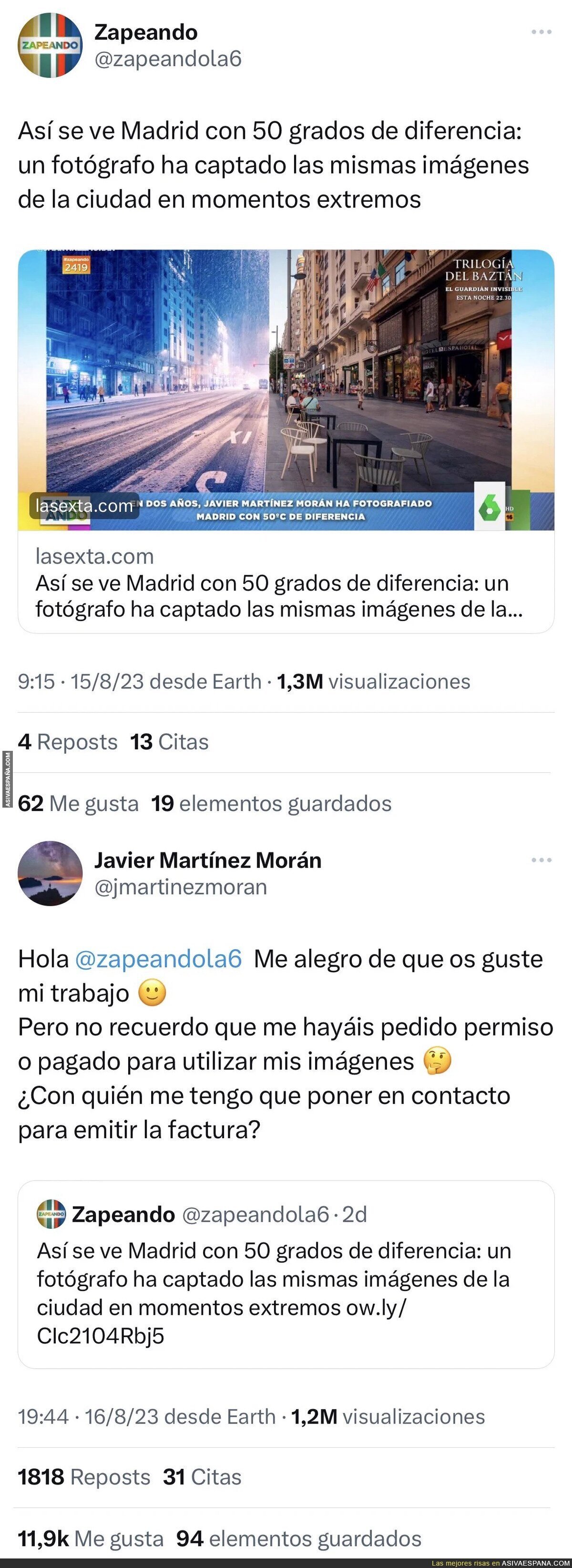 Zapeando usa una imagen sin permiso y el fotógrafo le da donde duele