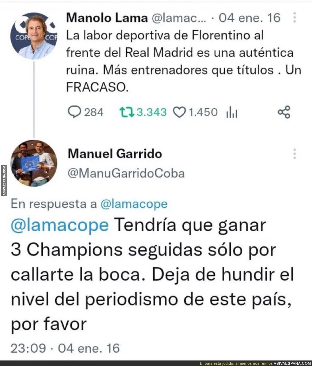 Y así se le calla la boca a Manolo Lama desde 2016