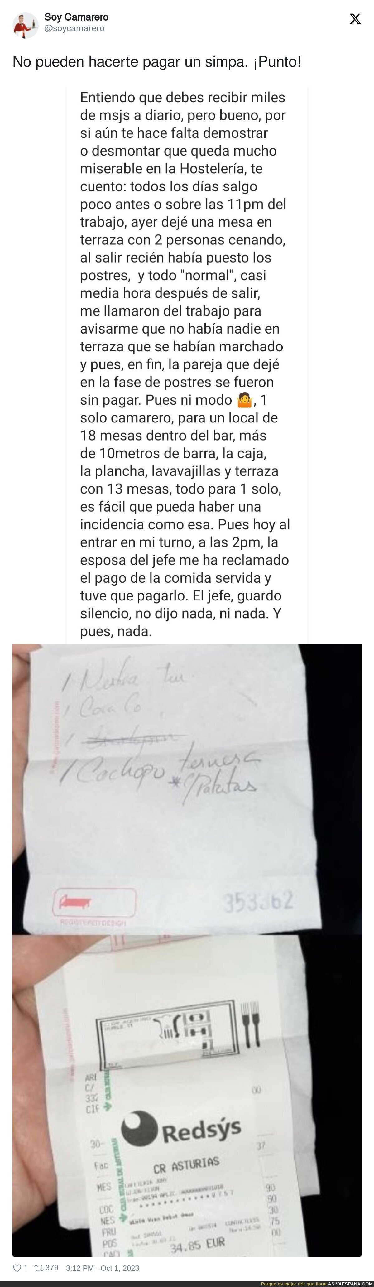 A este trabajador le hacen un simpa y el jefe le hace pagarlo a él