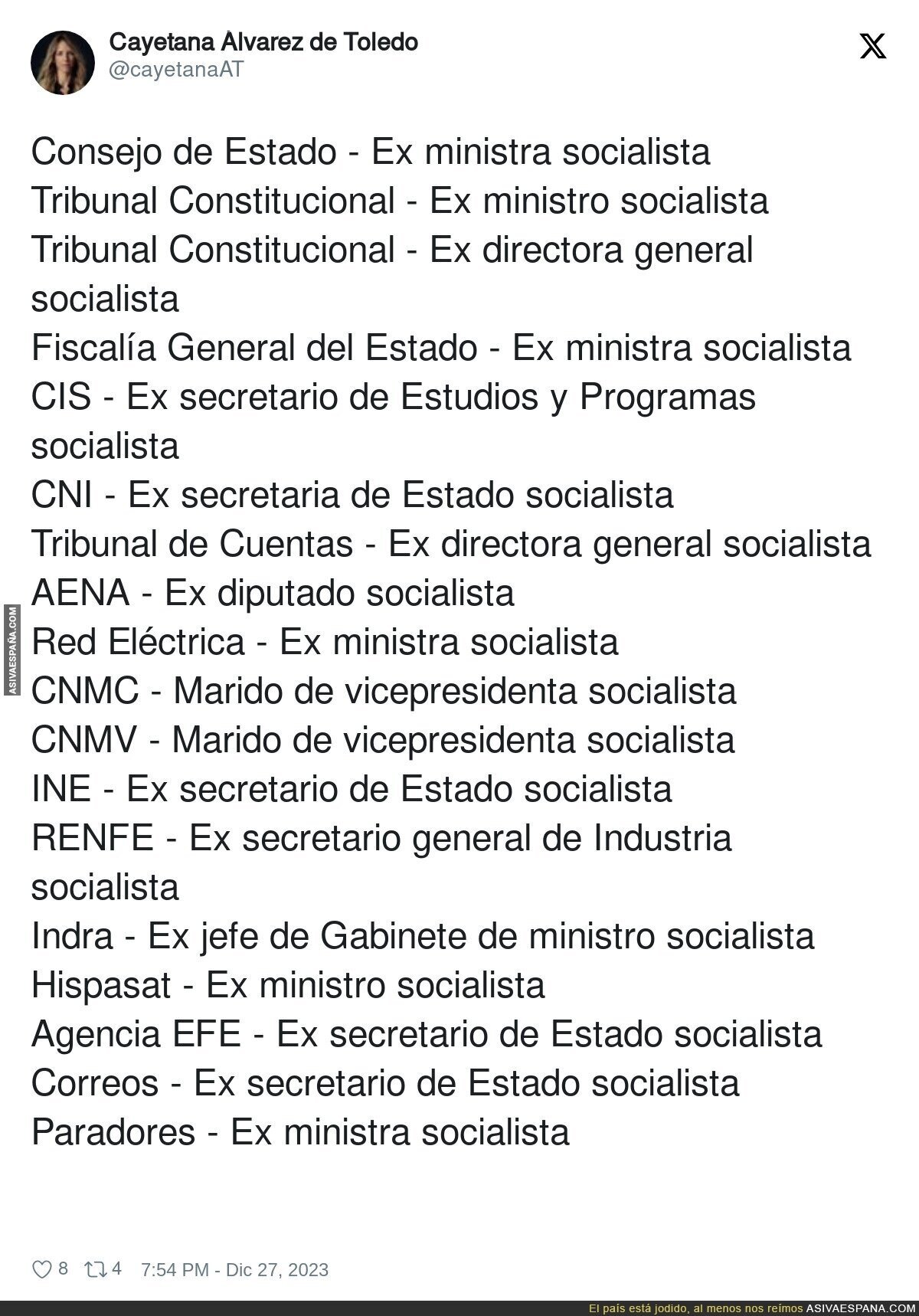 Los socialistas están bien enchufados