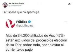 A los afiliados de VOX no les gusta pagar