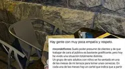 Una camarera muestra el poco respeto que tienen algunos clientes