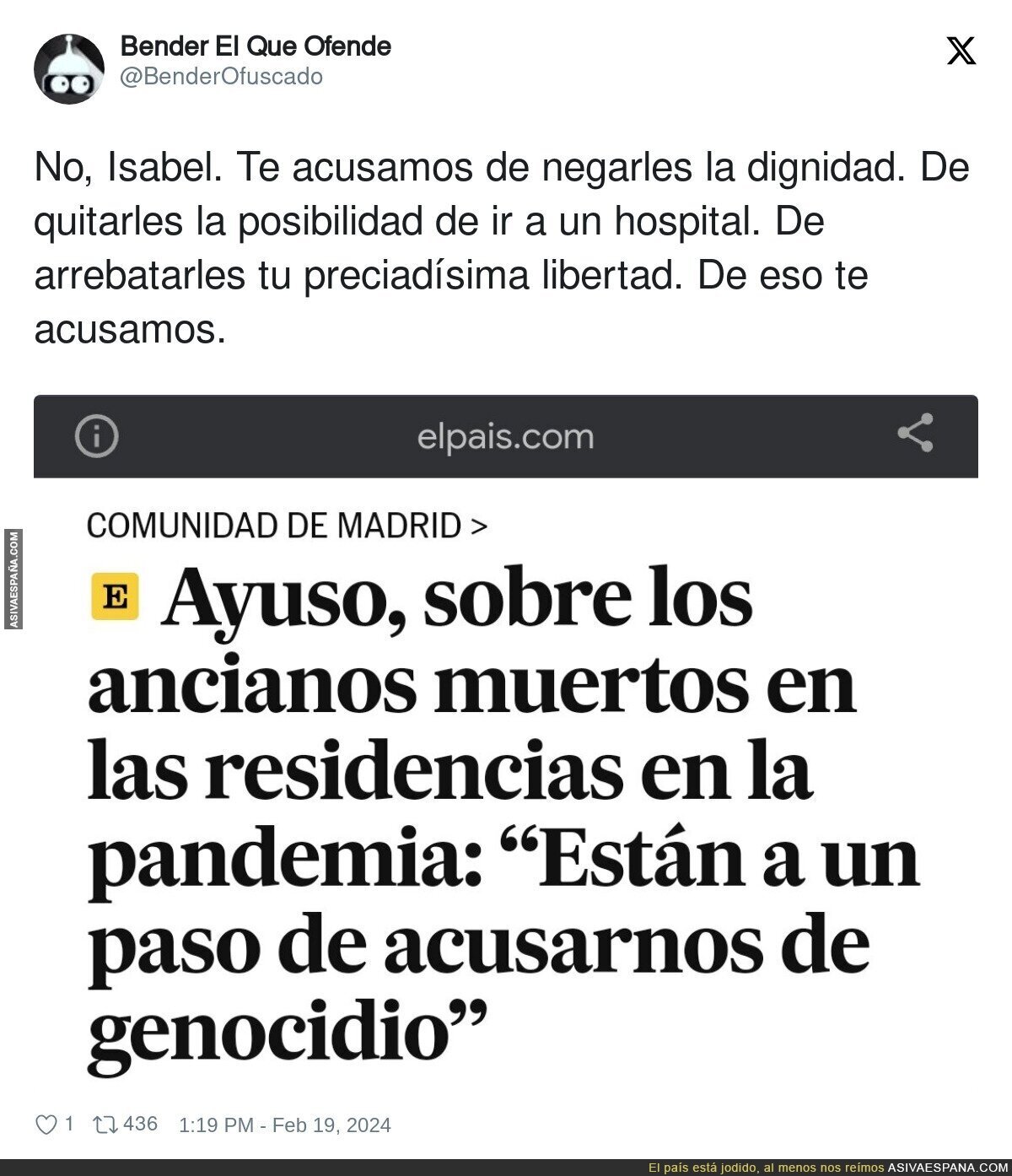 La acusación principal a Isabel Díaz Ayuso