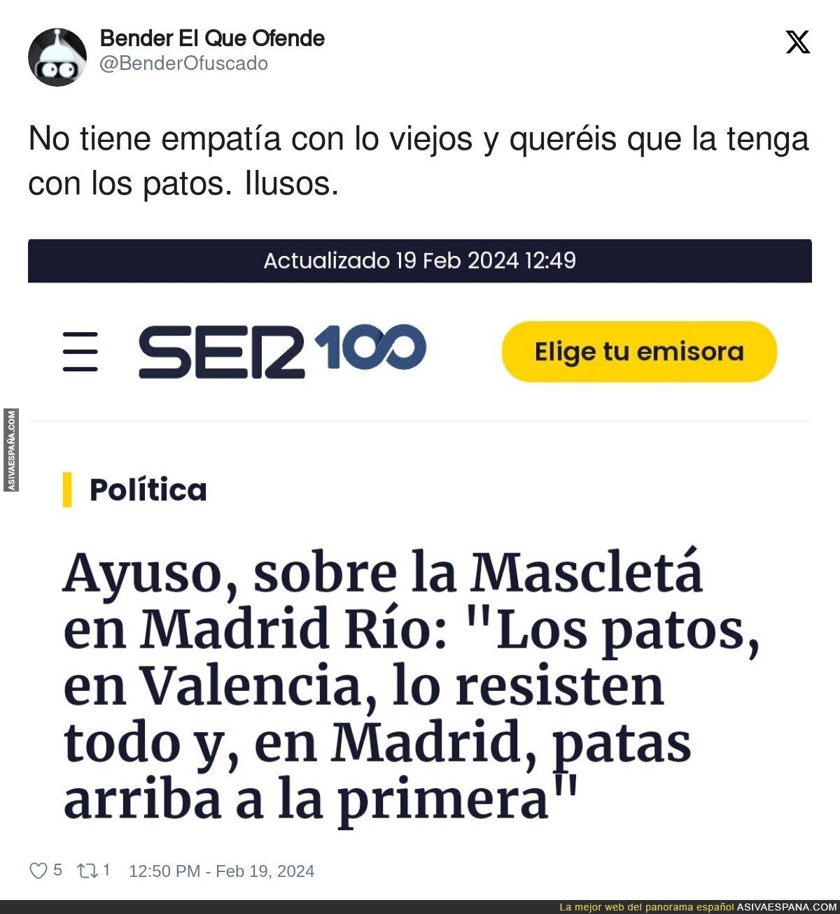 Una más de Ayuso ahora contra los animales