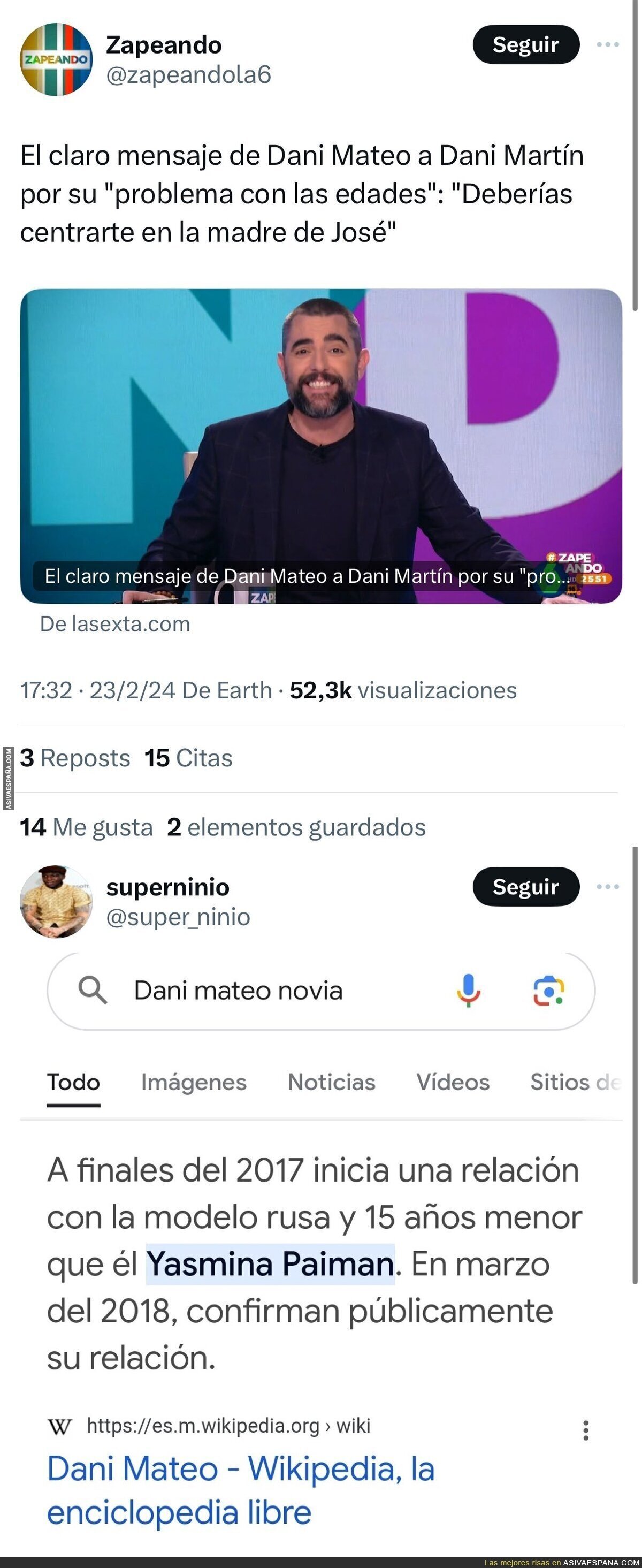 Dani Mateo no está para juzgar a la gente por las edades