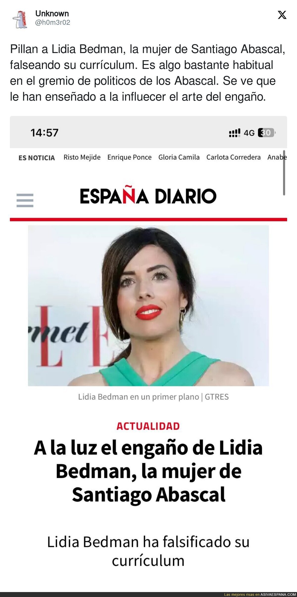 La mujer de Santiago Abascal ha sido pillada