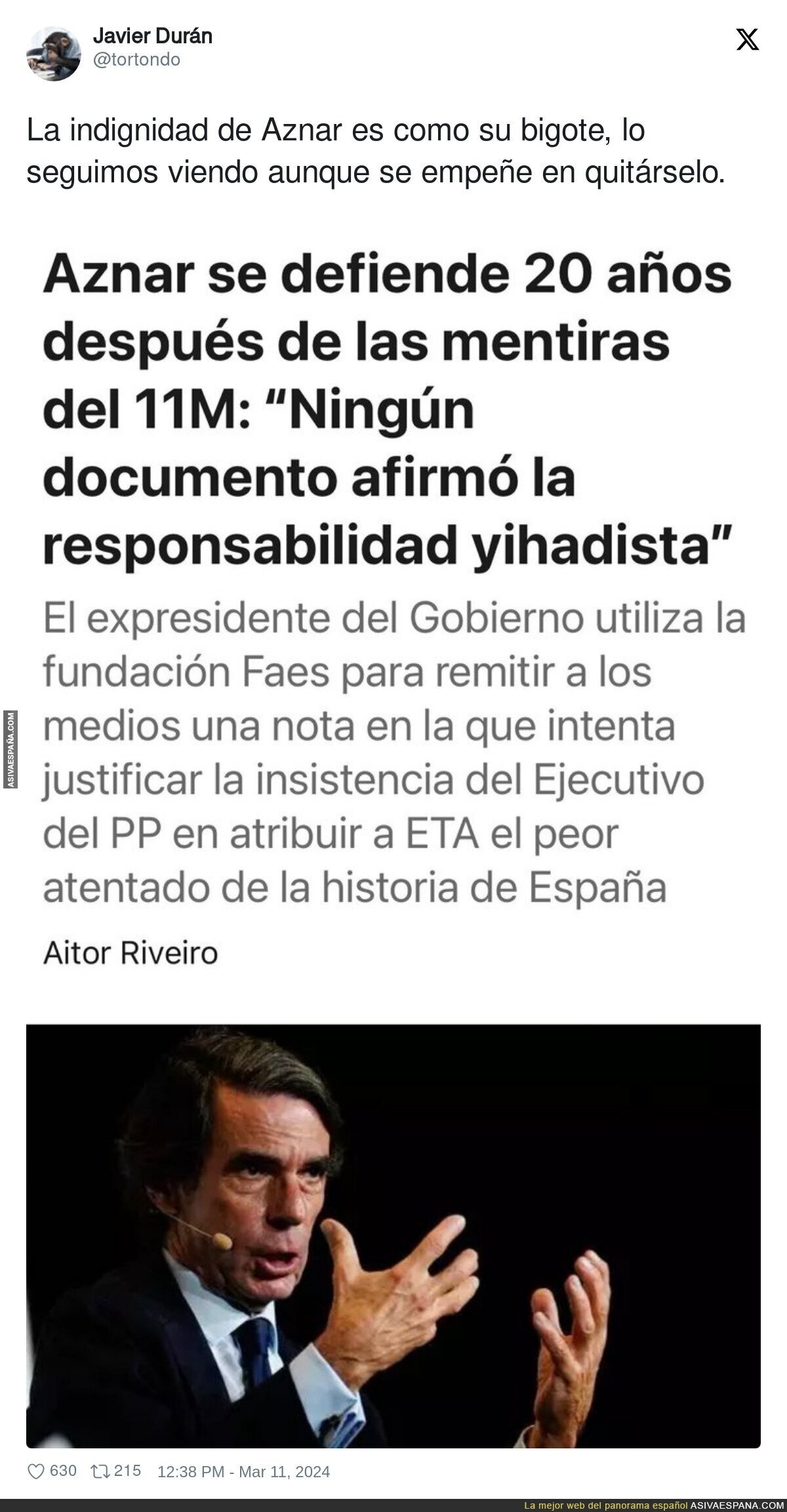 Aznar no ha cambiado un pelo