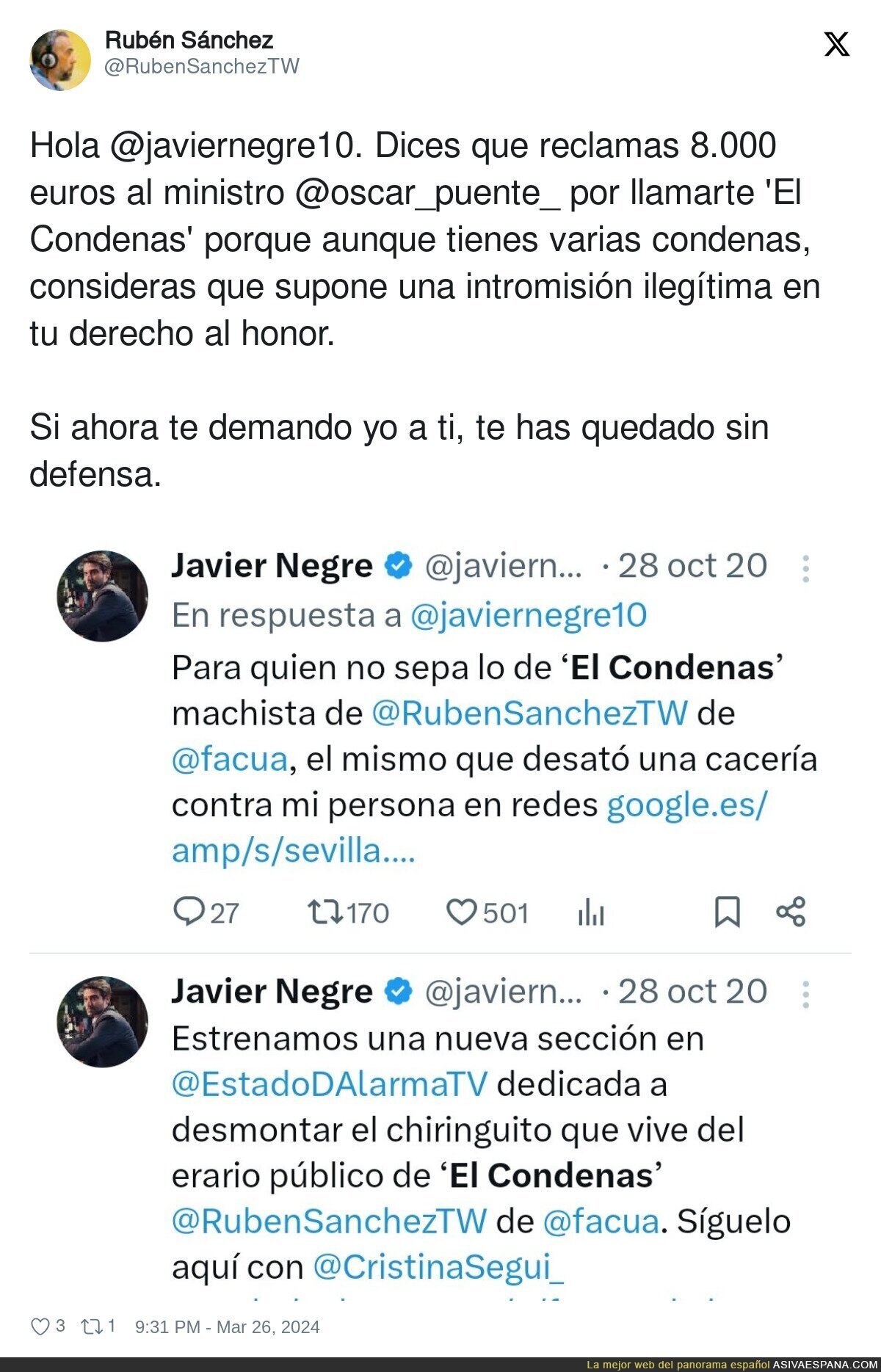 Javier Negre está tan confuso que se hiere a si mismo