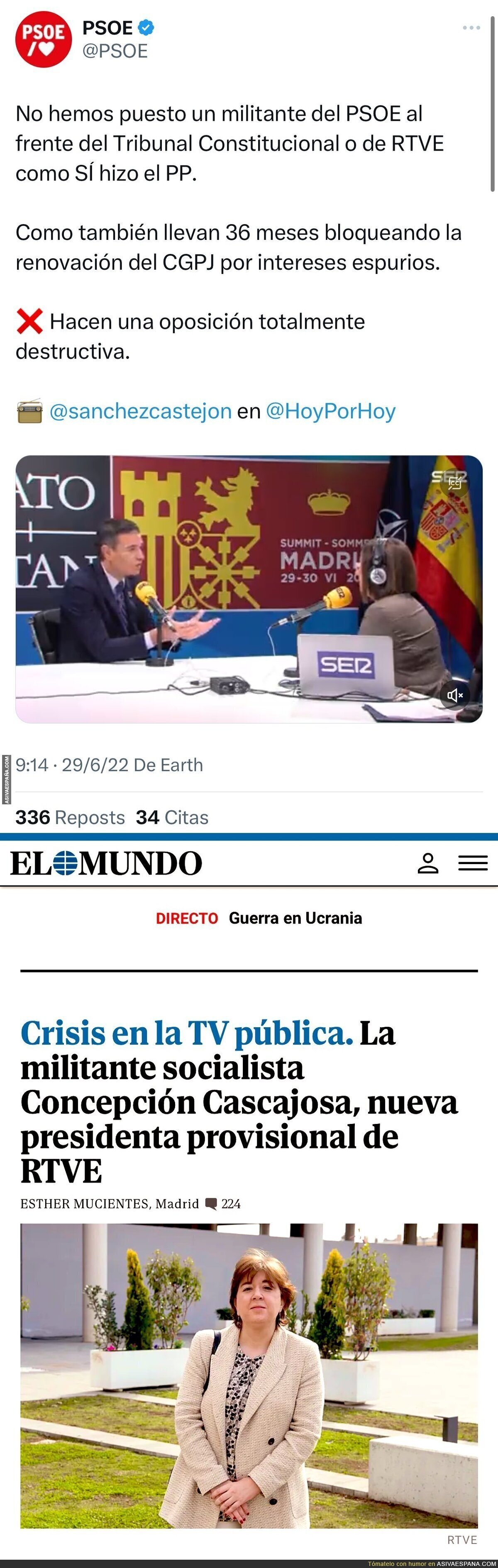 Pedro Sánchez se autoretrata con la nueva presidenta de RTVE