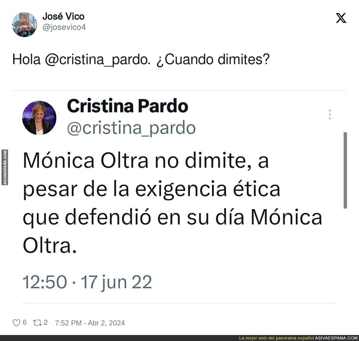 Cristina Pardo sigue sin pronunciarse