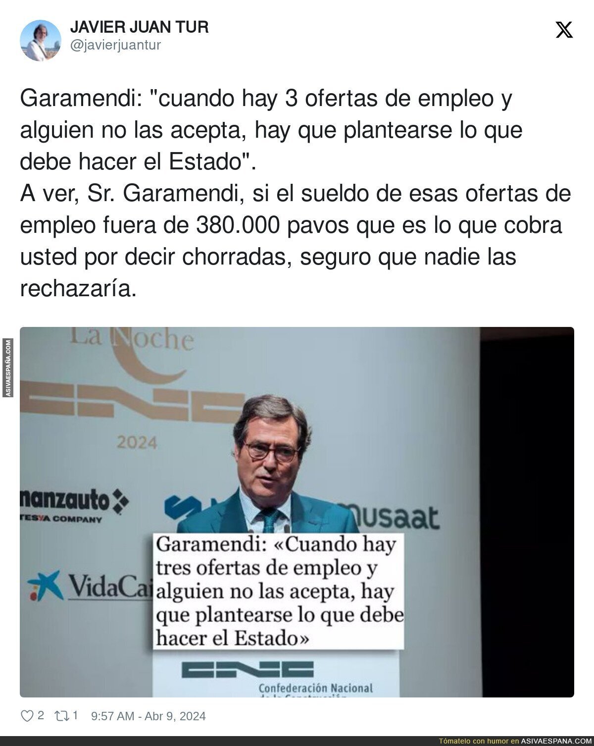 Las tonterías que suelta Garamendi