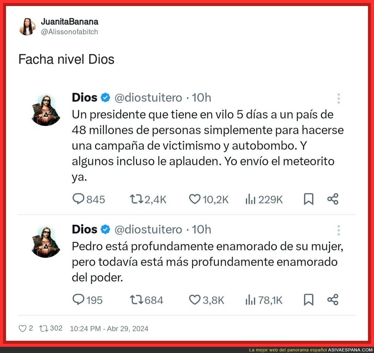 Dios ha enseñado la patita al completo