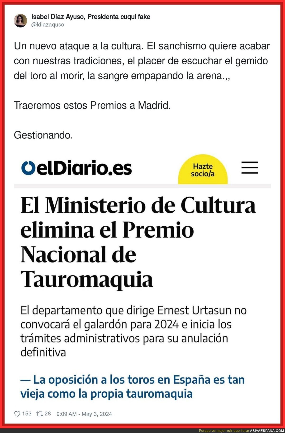 Pedro Sánchez acaba con los premios a la tauromaquia