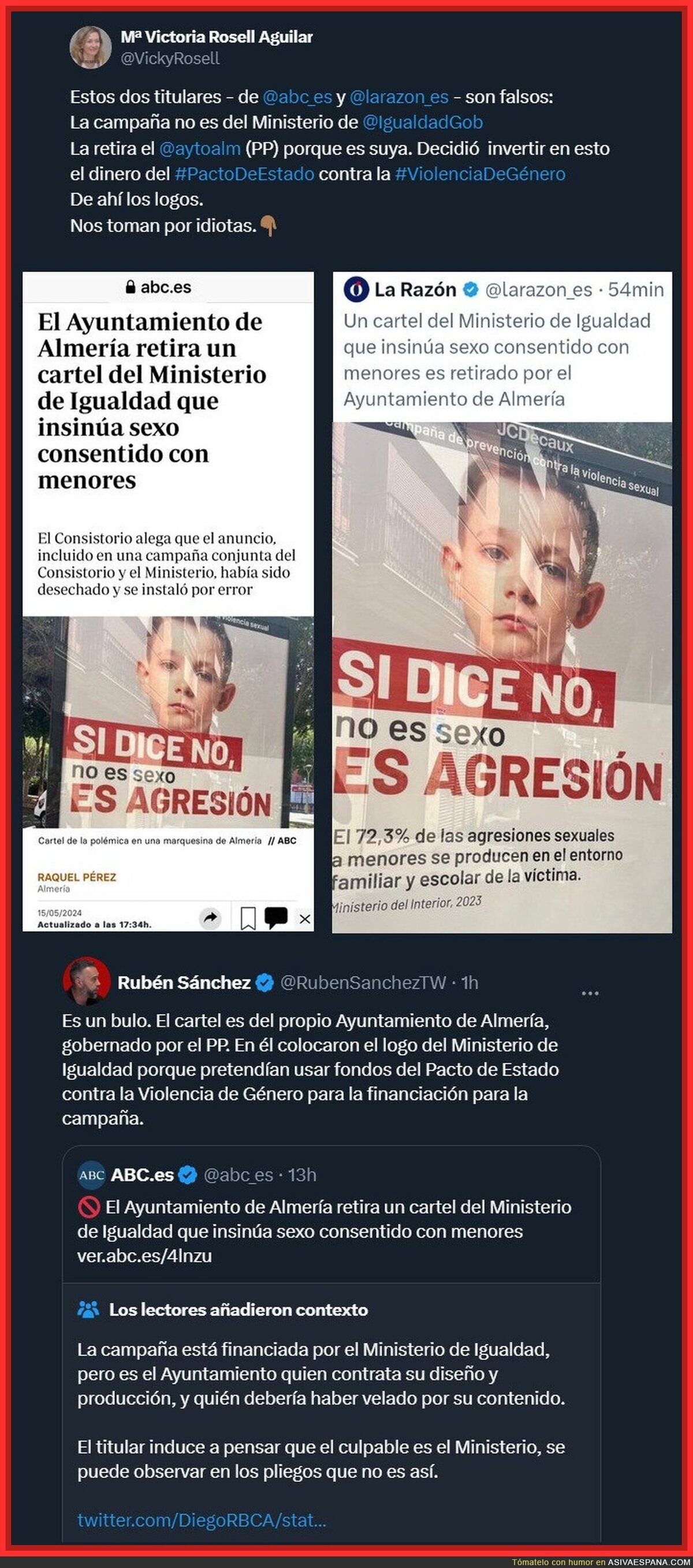 -Pero ni es una campaña del Mº. de Igualdad, ni está Irene Montero... +Da igual; es burdo pero vamos con ello