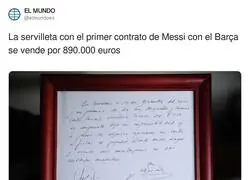 El brutal valor de la servilleta del primer contrato de Messi con enl Barça