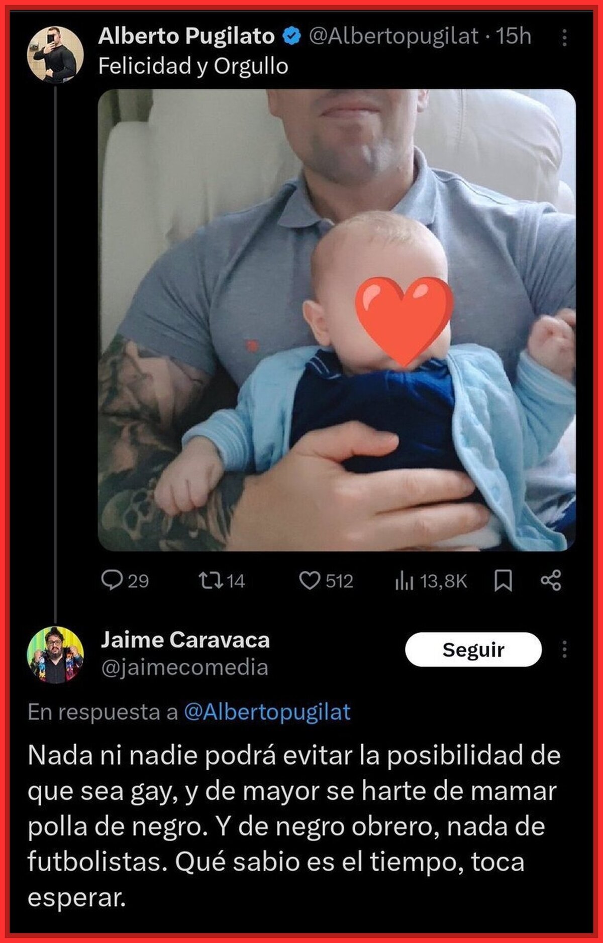 La brutal agresión de un padre a Jaime Caravaca por ofender a su bebé en redes sociales