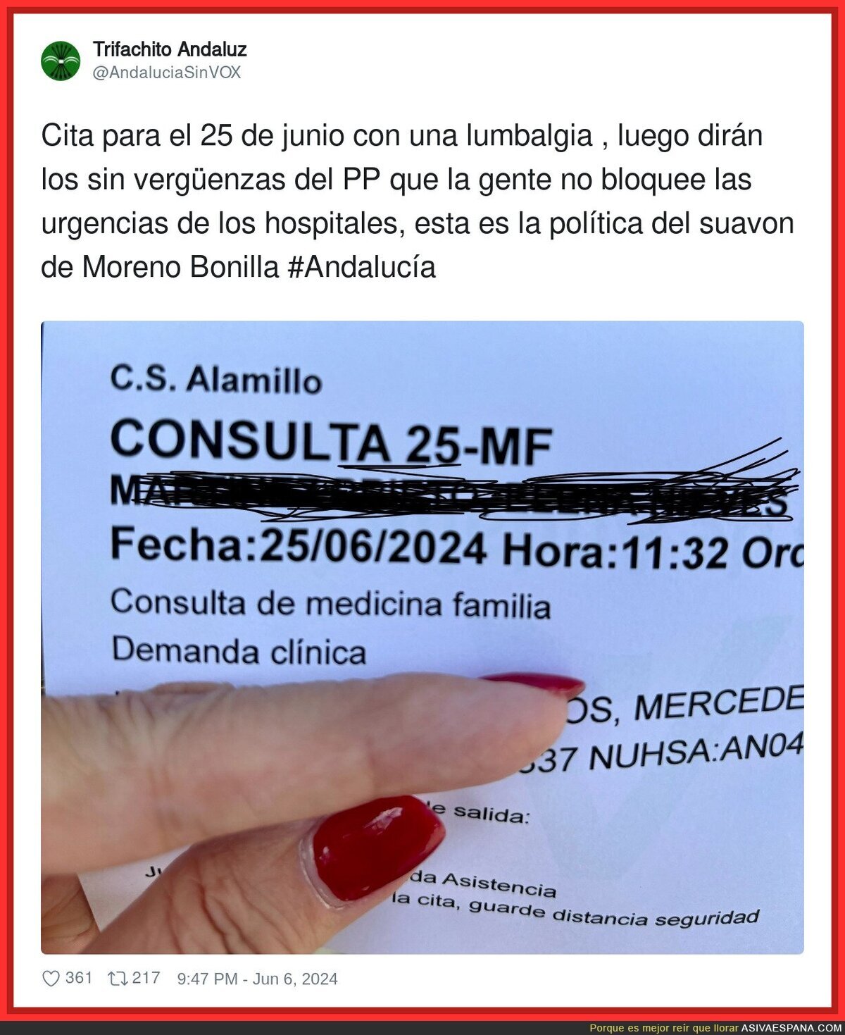 No hay prisa en la sanidad andaluza