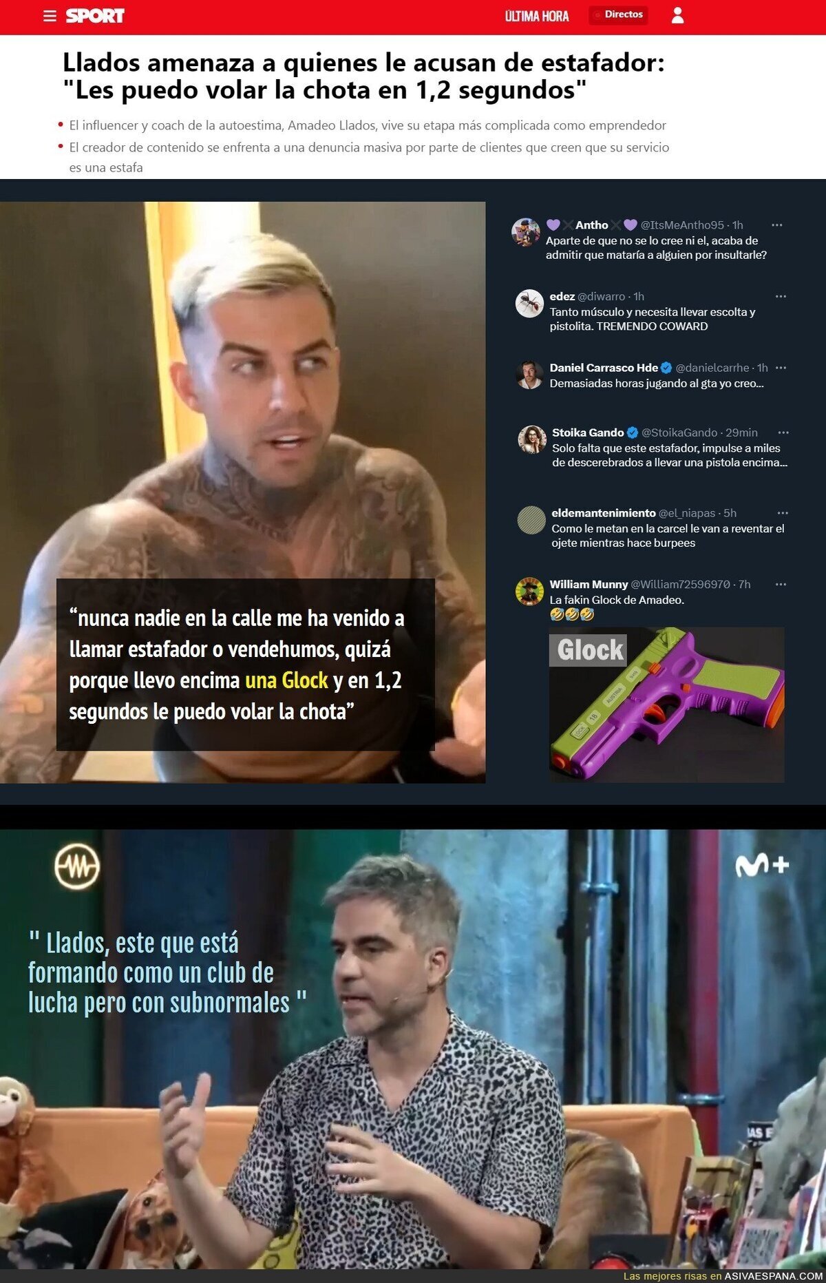 Llados desencadenado: lleva una faking Glock y va sin neuronas, Bro