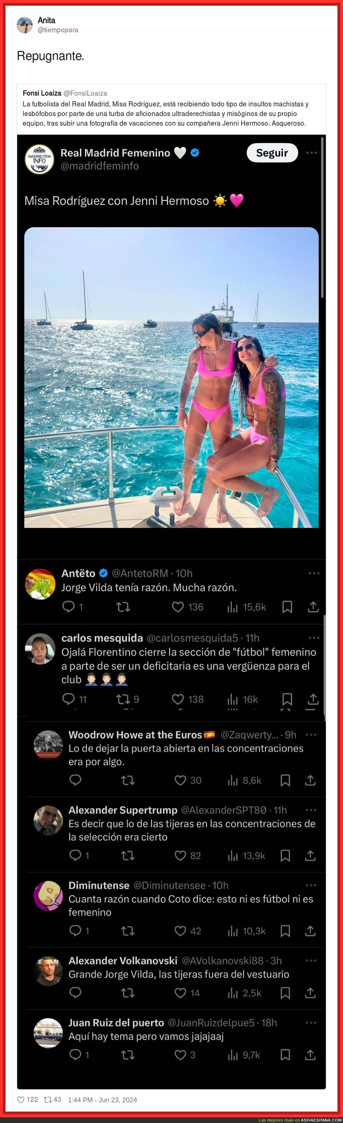 Acoso contra Misa (portera del Real Madrid) por hacerse una foto con Jennifer Hermoso