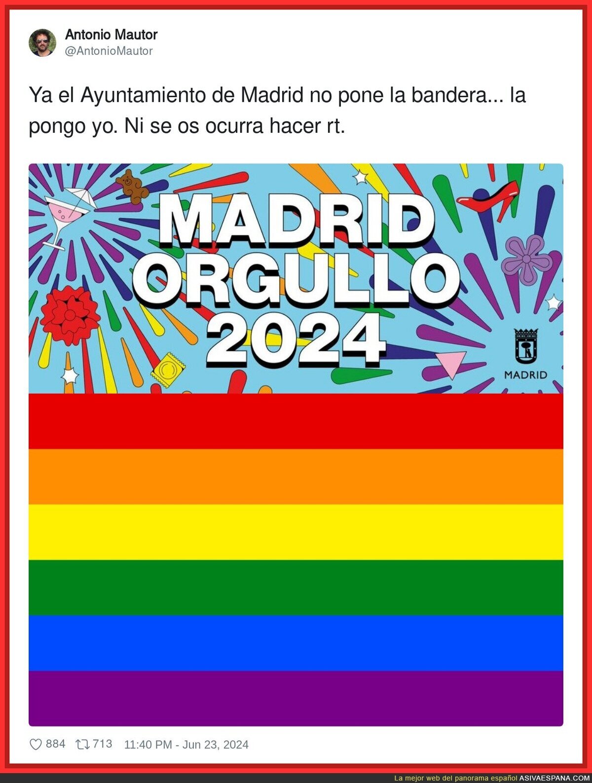 Un pequeño recordatorio al Ayuntamiento de Madrid sobre la bandera del Orgullo