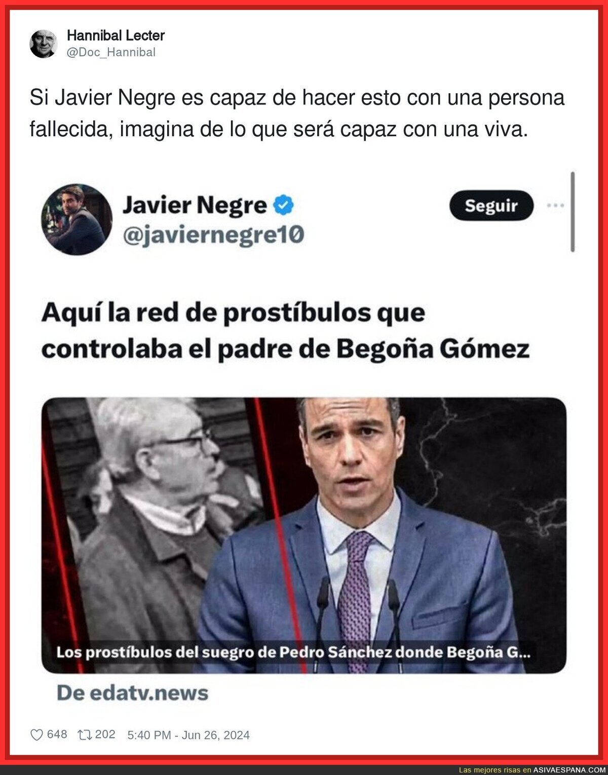 Javier Negre no puede ser peor persona