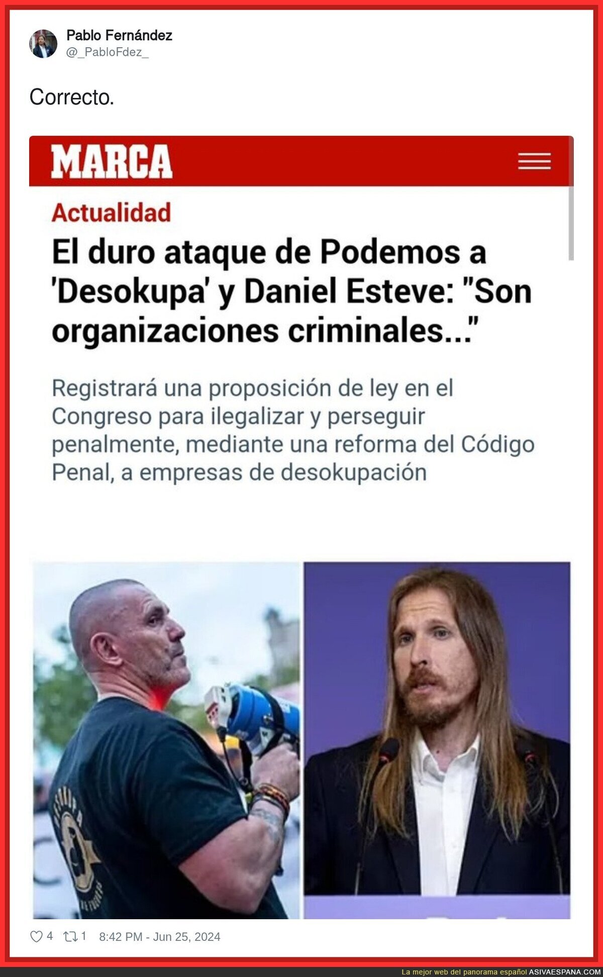 Desde Podemos afirman que Desokupa es una organización criminal