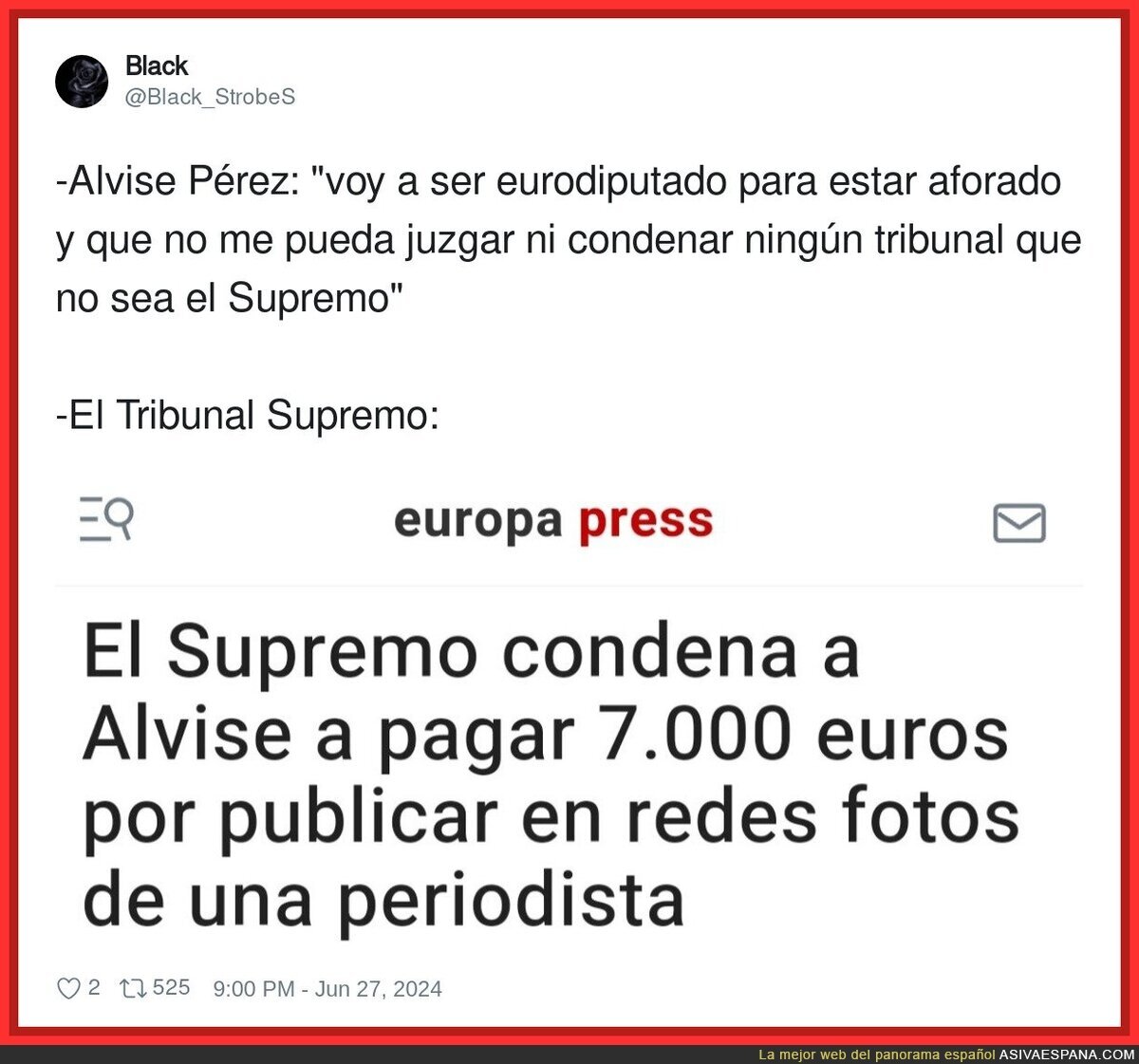 Primera condena a Alvise Pérez tras ser eurodiputado