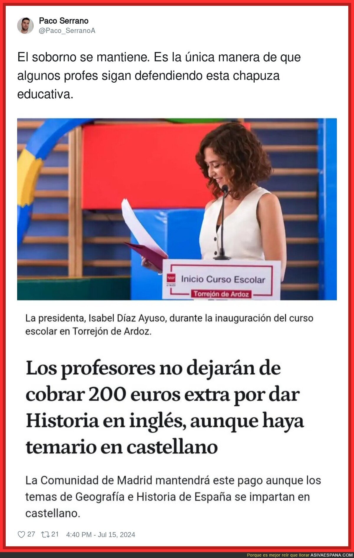 El extra de los profesores en las aulas