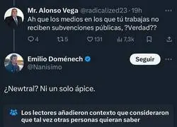 Emilio Doménech ha quedado retratado sobre Newtral