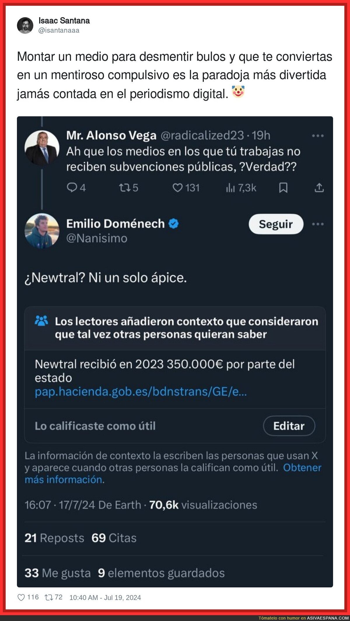 Es el colmo lo de Emilio Doménech con los bulos