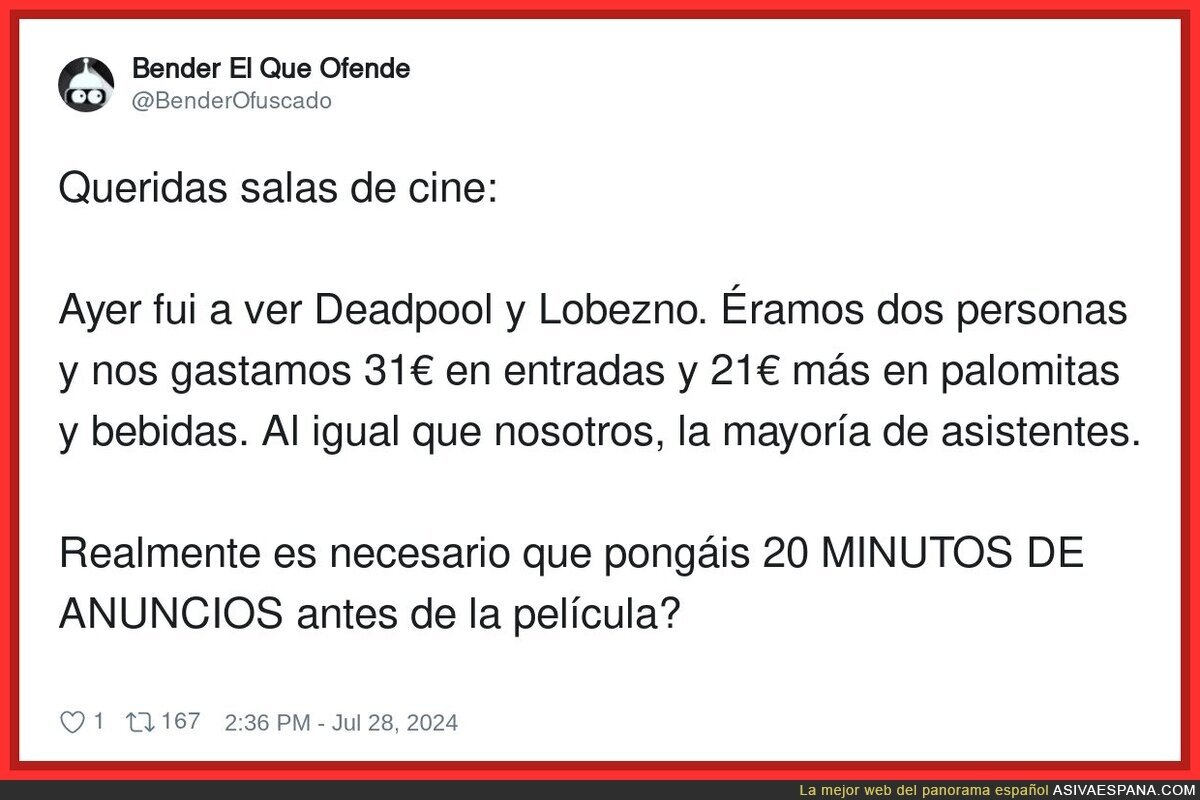 Ir al cine es un lujo de millonarios