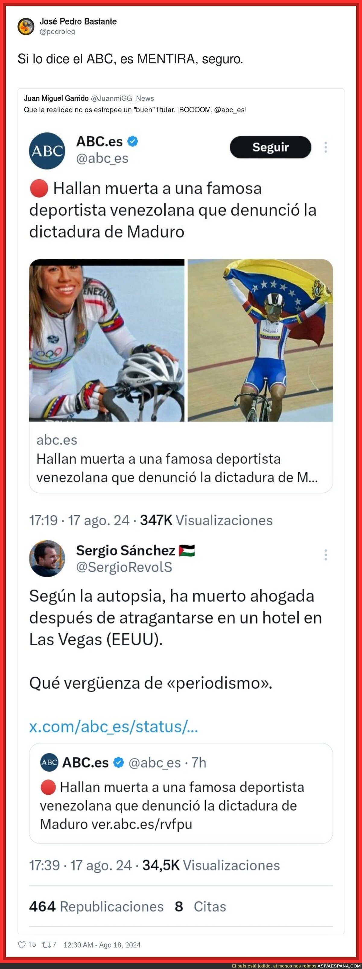 Así ha mentido ABC sobre una deportista venezolana sin piedad