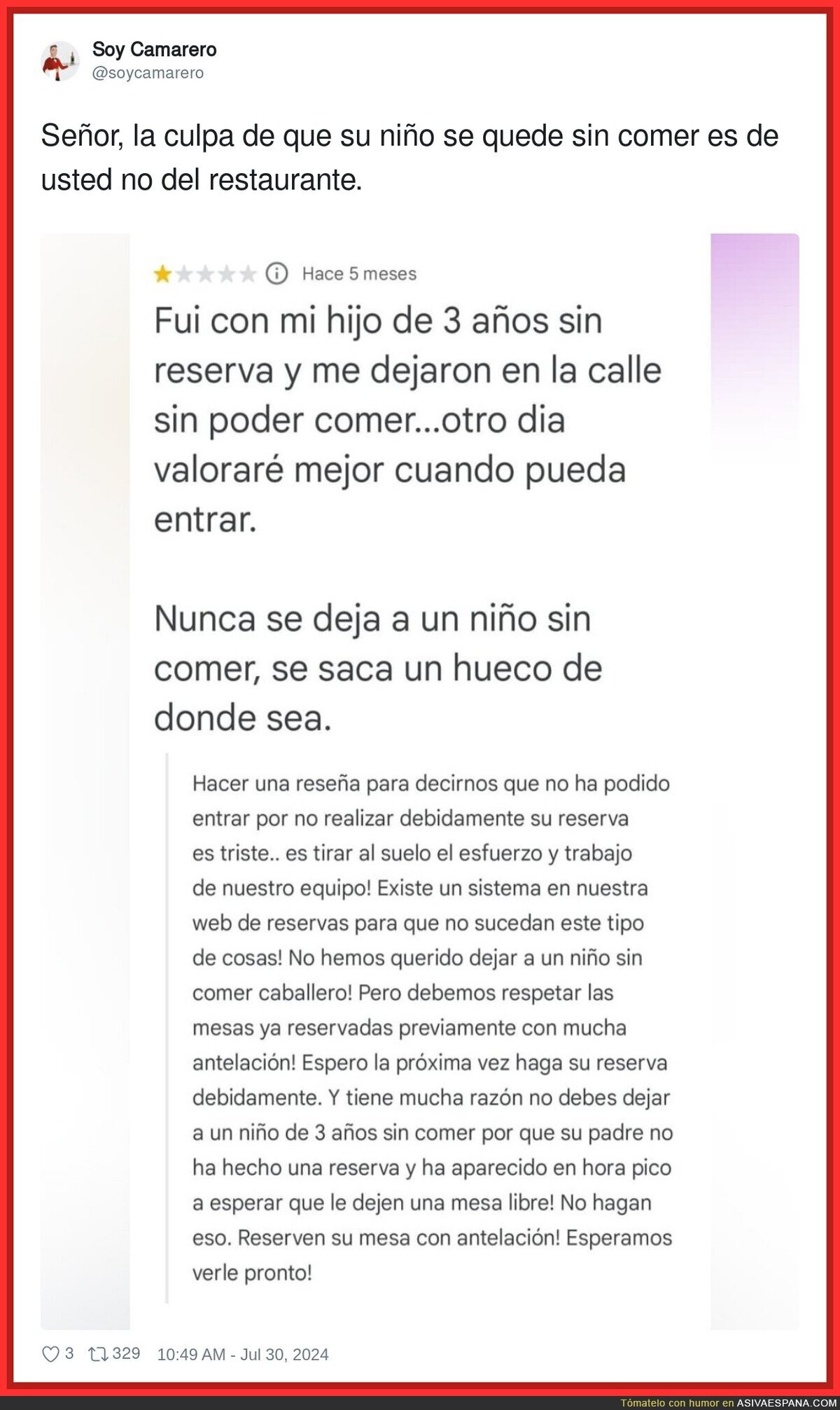 La poca previsión de un padre con su hijo