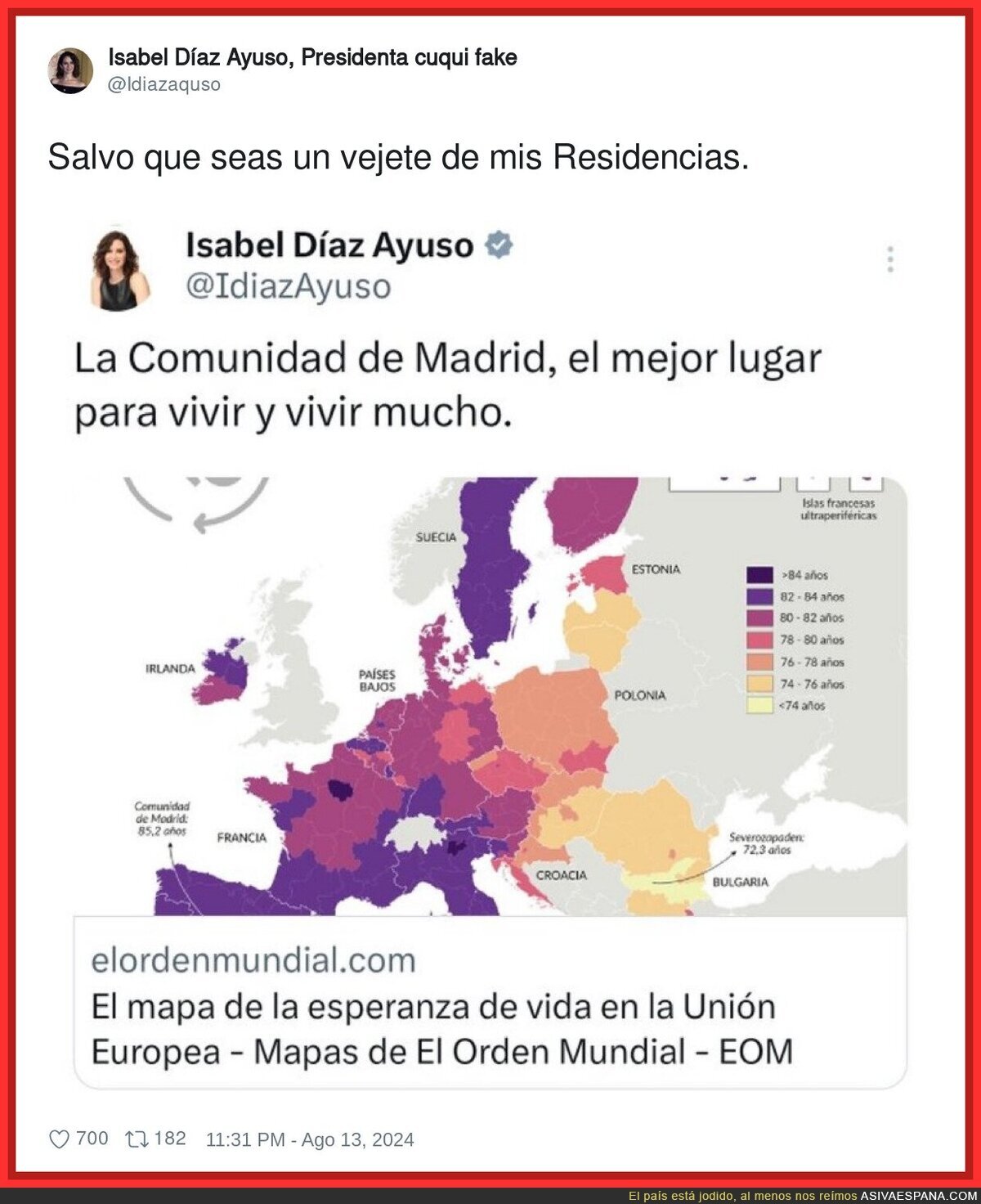 Madrid es el mejor lugar para vivir según Ayuso