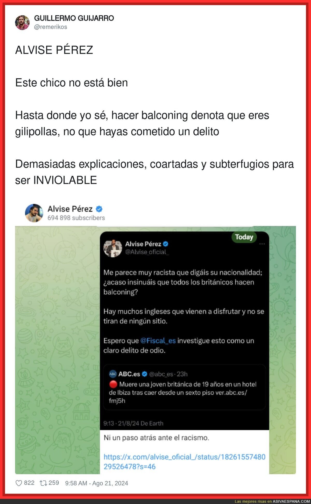 Alvise Pérez vuelve a demostrar lo poco inteligente que es