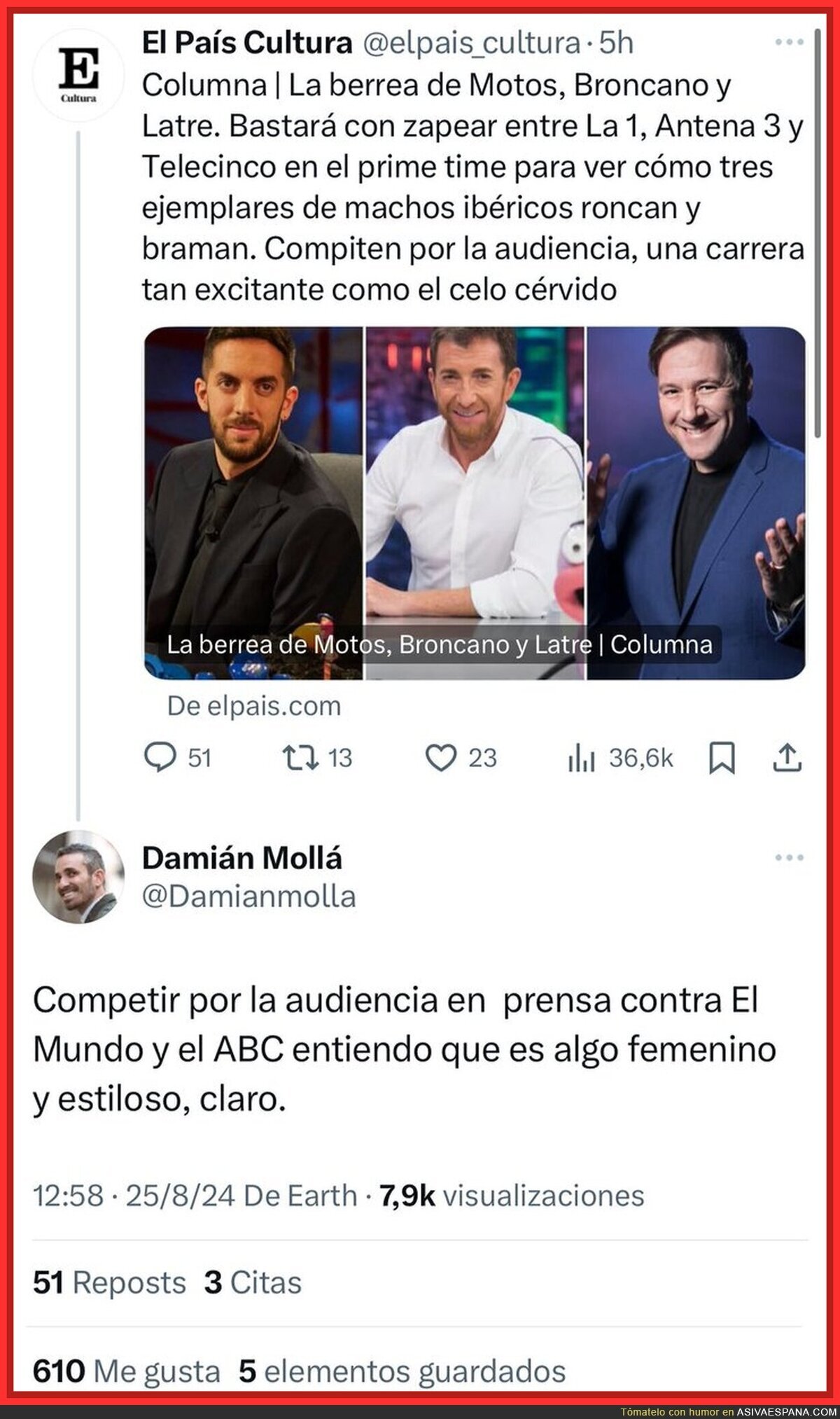 El revés de Damián Molla a El País por esto sobre El Hormiguero