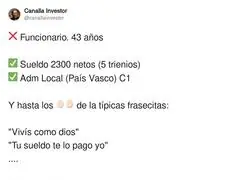 La buena vida de un funcionario en el País Vasco