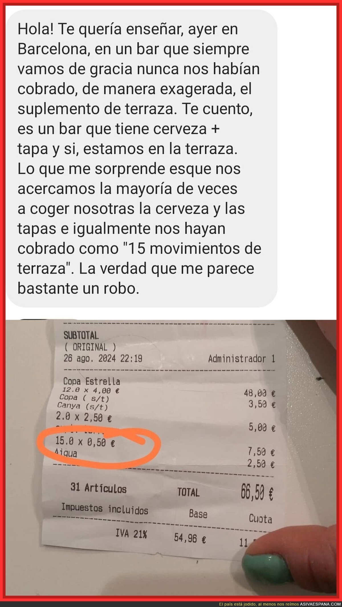 Este bar te roba dinero con este suplemento inesperado de sus camareros