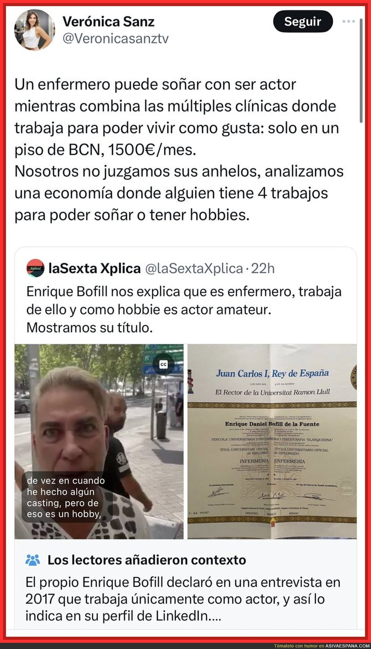 Vaya revés se han llevado algunos con el actor de LaSexta Xplica