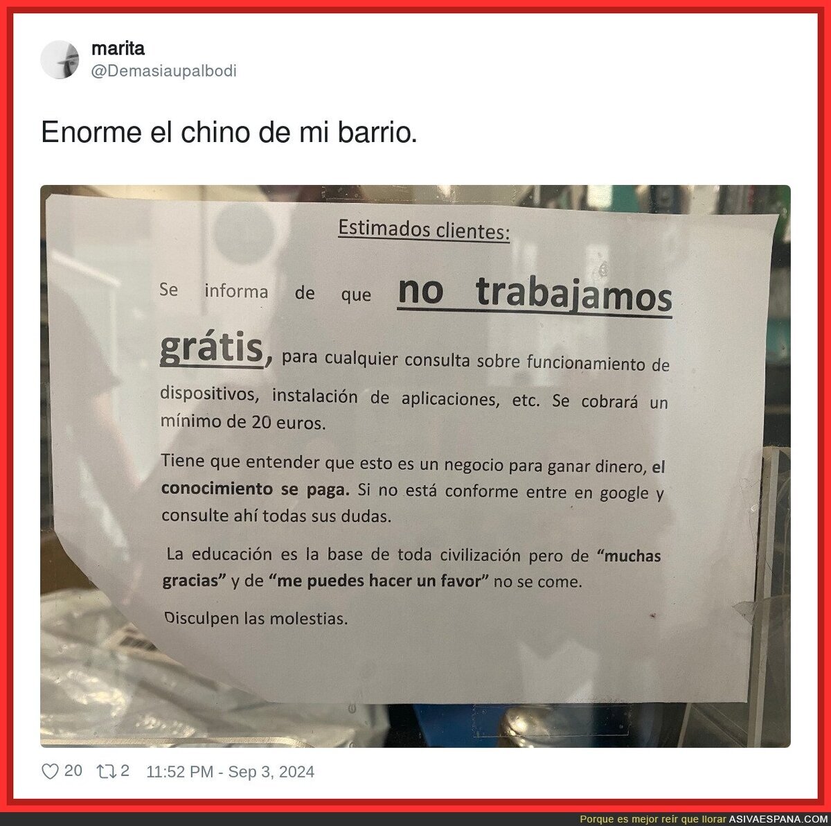 Un poco de educación nunca viene mal