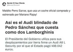 Así se le da la vuelta a las nonticias sobre un coche blindado del Estado