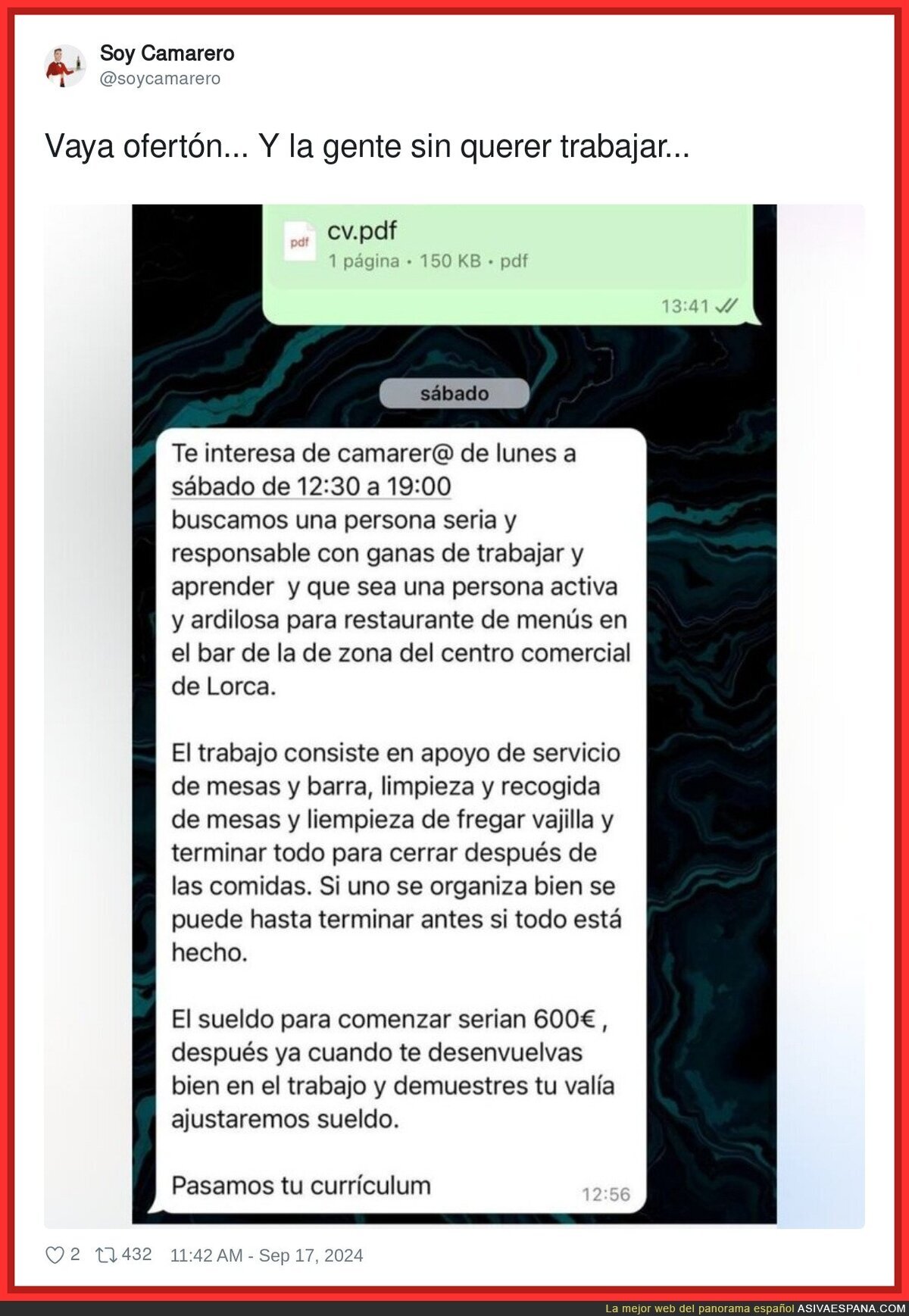 Un ofertón de trabajo que no se puede dejar pasar