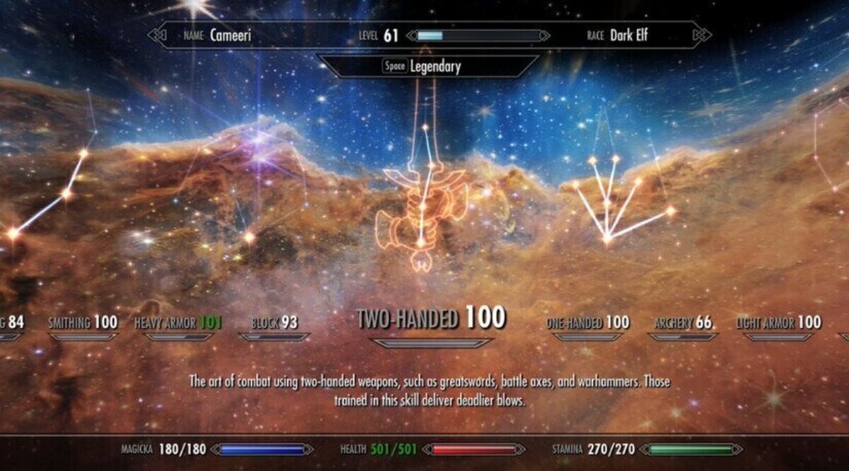Los árboles de habilidades de Skyrim aparecen en las imágenes espaciales de la NASA gracias a Bethesda