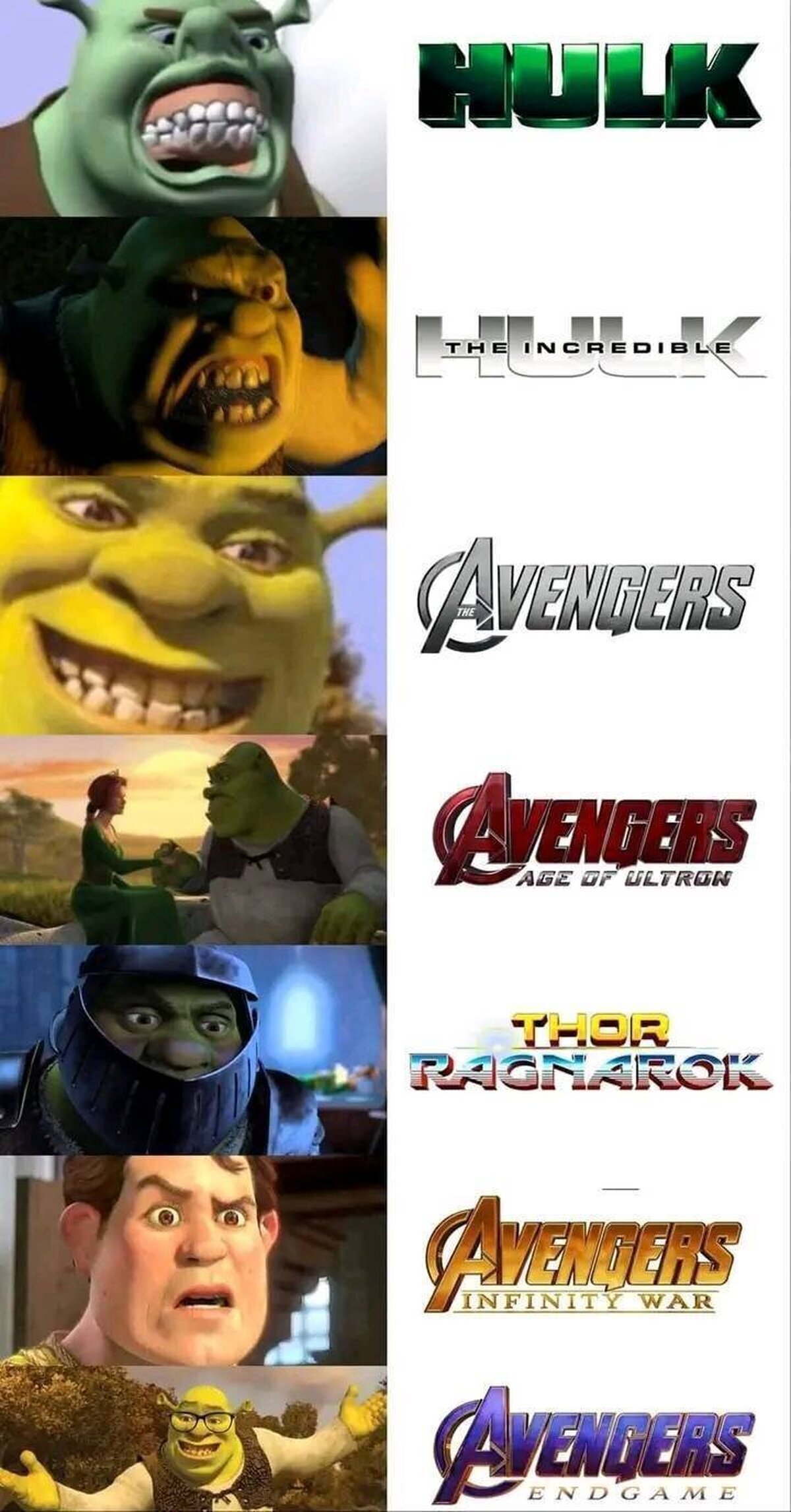 Hulk bajo los ojos de Shrek